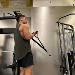 Fitcozi Long Stirrup Handle with Metal Carabiner Cable Machine Attachments Resistance Band Handles Silicon Grips Fitness Strap (Stirrup Tricep- Black) image 3