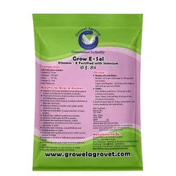 Growel Agrovet Grow E-Sel : Vitamin E, Selenium,Vitamin C, And Biotin, For Poultry, Cattle, Horses, Pigs, Goats, Sheep, Pigeons, And Birds 200 Gm. image 2