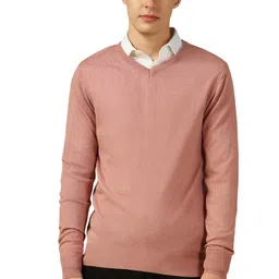 dennis lingo Men Acrylic Solid Slim Fit Full Sleeve V-Neck Pullover image 1