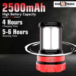 Pick Ur Needs 50W Rechargeable Long Range Search Torch Light with 2 Side Emergency Kissan Light (Red) image 2
