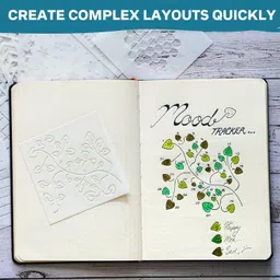 sunny streak Portable Planner Stencils - x16 Small Square Journal Stencils with Templates for Habit Trackers, Calendars, Checklists, Meal Plans - Journaling Supplies Kit & Planner Accessories for Bullet Journals image 4