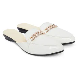 alley walk Women's Fashion Comfortable Slip-on Chain Decorated Loafers Bellies Low Heels Almond Toe Casual Daily Mule Sandals image 1