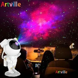 Gohfeoeo Sunset Lamp Projector 16 Color Led Light Desk Lamp Rainbow Night Light 360° Rotation Romantic Sunlight for Bedroom, Party, Photography with Remote (Sunset Lamp) Acrylic (Astronaut) image 3