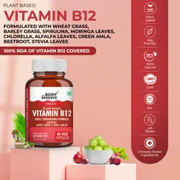The Body Reserve Plant Based Vitamin B12 Supplement For Men & Women 60 Capsules Organic Vitamin B12 For Nerve And Brain Health Vegan Capsules, Daily One 60 Days Pack image 2
