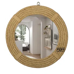 KGN Handicrafts 24 Inch Round Wall Mirror with Jute Rope | Rustic Boho Decorative Wall Mirror for Bathroom, Bedroom, Living Room, Entryway, Wash Basin | Farmhouse Accent Mirror for Home Decor image 1