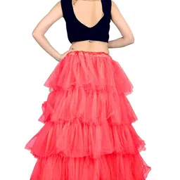 lorofy Women's Ruffle Net Lehenga Choli (Yellow; Free Size) image 2