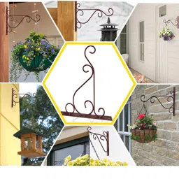 MFS Craft World Hanging Plant Bracket OS Pack of 2 Iron Wall Mount Plant Hanging Hooks Metal Wall Brackets Hangers for Indoor Outdoor Planter Bird Feeder Lanterns Wind Chimes 8 inch image 1