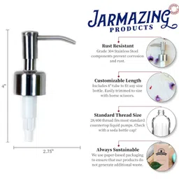 jarmazing products Stainless Steel Soap and Lotion Replacement Pump - One Pack image 2