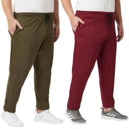 vaishvik Mens Plus Size Track-pants combo - Maroon Olive image 2