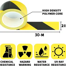 Styxon Waterproof Reflective Safety Tape Roll 2 inch X 30 Meters Yellow Black Striped Floor Marking Tape Hazard Caution Warning Tape Auto Truck Safety Sticker Strips for Wall Factory Trailer Vehicle image 2