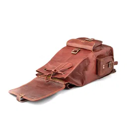 znt bags 25 Litres Handmade Leather Backpack Shoulder Rucksack - Trendy Stylish Unisex Travel Bag For Boys And Girls Perfect For Vintage Vibes In College And Office For Men And Women (Chestnut Brown) image 2