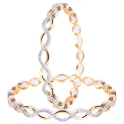 ratnavali jewels American Diamond CZ Gold Plated White Solitaire Bangles for Women/Girls RV3204W image 1