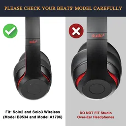 SoloWIT Cooling Gel Replacement Ear Pads Cushions for Beats Solo 2 & Solo 3 Wireless On-Ear Headphones, Earpads with High-Density Noise Isolation Foam, Added Thickness - Black image 2