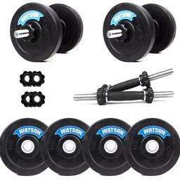 Watson Home Gym Equipments Kit Weight, Gym Rod and and 16Kg Weight Plates, 25mm, 14" Cast Iron Dumbbells Rods with Rubber Plates (Dumbbell Rod with 16Kg Plates) image 1
