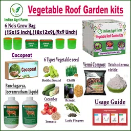Vegetable Gardening Kit - Kitchen Garden Kit (Pack of 1) Vegetable Seeds-6 Varieties,HDPE Growbag-6Nos,Vermicompost & Cocopeat-1Kg,Panchakaviya & Jeevamrut-1Lts,Tricoderma-500g image 2