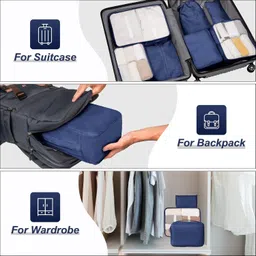 BESTOTTAM 7 Pcs Travel Luggage Packing Organizers Set with Laundry Bag with Toiletry Bag Best Use For Suitcase (blue) image 4