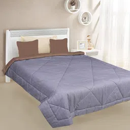 Kuber Industries Microfibre Printed Reversible Comforter, Double (Slate and Light Brown, 200 GSM), CTKTC013976 image 2