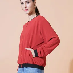 9 impression Women Printed Bomber Jackets | Full Zipper Regular Jacket | Casual Sweatshirt | Oversized Jackets for Women image 3