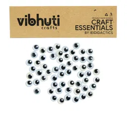 Vibhuti Crafts Googly Eyes - Pack of 100, 7mm - Wiggly Eyes for DIY Projects, Crafts, Dolls, and Soft Toys - Easy to Stick, Safe Plastic Material image 1
