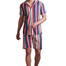 parcel yard Mens Printed Casual Shirts and Shorts Set | Button Down Co-ord Set | Beach Vacation Outfit | stylish cord set for men image 1