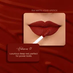 Parul Garg Beauty Silk Matte Liquid Lipstick | Long-Lasting & Smudge-Proof | Soft Matte Finish | Vegan & Clean Beauty | Hydrates with Shea Butter & Vitamin E | Shade: Hibiscus 01 - Deep Red, 3ml image 2