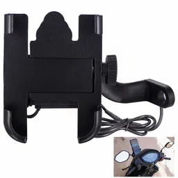 FETE PROPZ Universal Bike Mount Phone Holder with Waterproof Charger for Phone Mount 360 Degree Rotating Handlebar Metal Body Cradle Stand for Bicycle, Motorcycle, Fits All Smartphones image 1