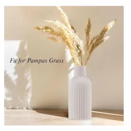 SPHINX Ribbed Bottle Ceramic Vase – Vase for Dried Flora, Pampas Grass, & Live Plants – Elegant Home Decor Centerpiece,Minimalist & Boho Styles – Vase Only (No Flowers) (White, SN-8.5 Inch) image 4