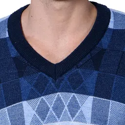 mont connett Men's Woolen V-Neck Printed Design Pullover Heavy Rainbow Fabric Winter Wear Pure Wool Sweaters for Men Fully Warm Pullover Free Size image 4