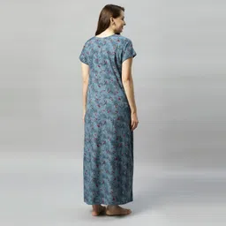 quira Comfortable Women's Full Length Cotton Blend Half Sleeves Nighty, Soft and Elegant Print Sleepwear - 101144 image 3