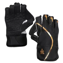 whitedot sports Whitedot Summer Leather Cricket Wicket Keeping Gloves Suitable for Professional Players (WKG Summer Black, Mens) image 1