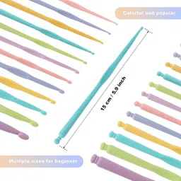 ZANOTTRA 12 pcs Lightweight Crochet Hooks (2.0mm - 10.0mm) Plastic Crochet Needles Set, Ergonomic Crochet Hook Set for Beginners, DIY Yarn Weaving Tools Knitting for Scarf Hat Socks etc.,(Multicolour) image 3