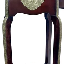 wood to cart Wooden with Brass Bedside Table Antique Look with Drawer Storage for Living Room Bedroom Side End Stool image 2