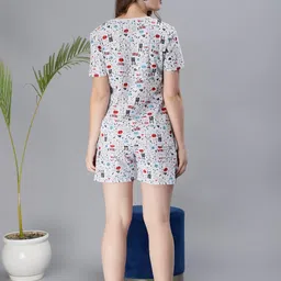 club a9 Womens Printed Night Suit Co-Ord Set of Top & Shorts (SA_C-ORD_103(P),Melange) image 2