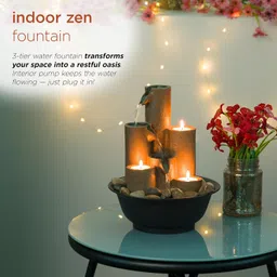 alpine corporation Alpine WCT202 Tiered Column Tabletop Fountain with 3-Candles image 4