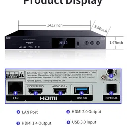 giec G5300 4K Ultra HD Blu Ray Player for All Regions Discs 3D Blu Ray DVD Player for TV/Projector 4K HDR 10 Dual HDMI Outputs/COAXIAL/Optical/USB 3.0 image 2