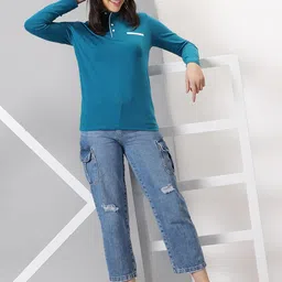 ausk Womens T-Shirt with Henley Neck Full Sleeves image 5