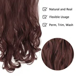 FESHFEN Clip in Hair Extensions 7 PCS Full Head 20 inch Curly Wave Synthetic Clip Hair Piece Wavy Hairpiece for Women Girls image 4