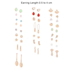 zaveri pearls Set Of 25 Gold Tone Smart Casual Wear Studs & Drop Earrings For Women-ZPFK14054 image 5