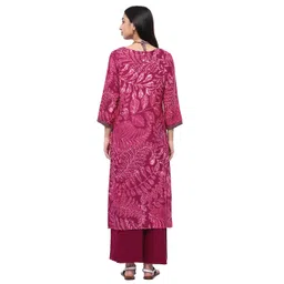 biba Women's Viscose Rayon Kurta Palazzos Set,Neckpeice image 4