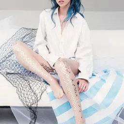 color style Women's/Girls's High Waist Pantyhose Sheer Tights Stockings, Free Size (silver marmaid) image 4