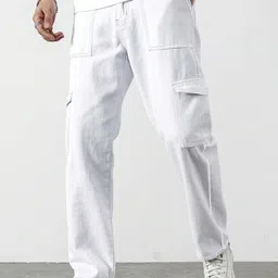 avanova Bell-Bottom Men Cargo Jeans II Men Cargo Pants II Denim Cargo for Men II Cotton Pant II Wide Legs II Flap Pockets II Cargo for Men (Jeans-119) image 2