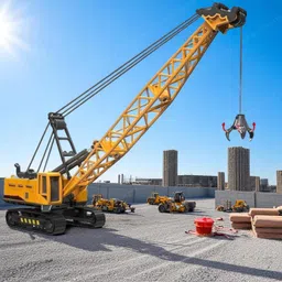 SHAKTISM Construction Crane Toy, 360 Degree Rotating Crawler with Tower Cable, Pull Back Vehicle, for Kids 3+ Years, Multicolour image 5