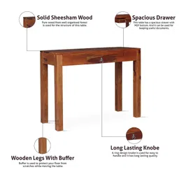 generic Tannu Craft Solid Wood Study Table sheesham Wood Reading Writing Computer Work Station Desk Drawers Storage for Home Office Students (Brown Walnut Mate Finish)(1 Drawer Study Table) image 5