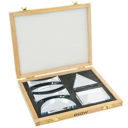 Premium Acrylic Prisms — Set of 6, Different Shapes, Supplied in Wooden Box | Used in Physics Laboratory | Reflection and Refraction Leaning | ‎25.8 x 20.8 x 4.8 cm; 620 g image 1