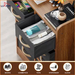 Lukzer 8 Drawer Multipurpose Organizer with Fabric Storage Shelves – Engineered Wood & Fabric Storage Chest | Sturdy Wooden Frame | Elegant Dresser for Bedroom, Closet & Living Room (MR-028/Brown Oak) image 4