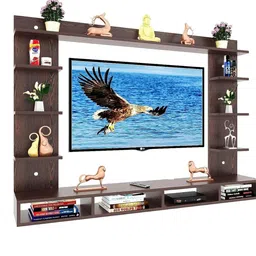 DAS Stark Wall Mount Engineered Wood TV Entertainment Unit/Tv Rack Set to Box Stand with Wall Shelves for Living Room Flowery Wenge Finish (Ideal for up to 43) image 3