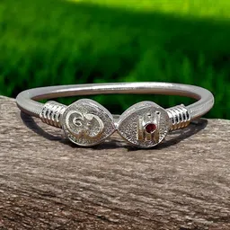 upbeat Adjustable Vel & OM Metal Silver color Bracelet/kappu/kadda I Unisex jewelry I Lightweight & Comfortable Fit I Unisex, Modern, and Durable image 3