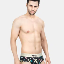 nrg Men's Printed Briefs 100% Rich Cotton & Micro Nylon Elastic Band, Superior Stretch, 0% Colour Bleed, Regular Fit, Pack of 3 image 5