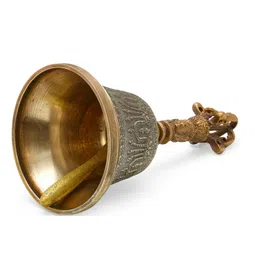 The healing store Brass Singing Tibetan Bell With Dorje Handle For Puja, Meditation & Spiritual Healing (13 Cms Approx) (1 Pc) (small) image 2