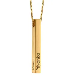 sensygifts Unisex Adult Jewellery 3D Cuboid Vertical Bar/Stick Stainless Steel Locket Pendant Necklace/Birthday,Annivarsary Gifts image 1